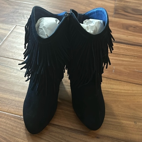 DW boots leather suede fringe black western ankle Hardy booties Sz-8.5M. E - Picture 14 of 14